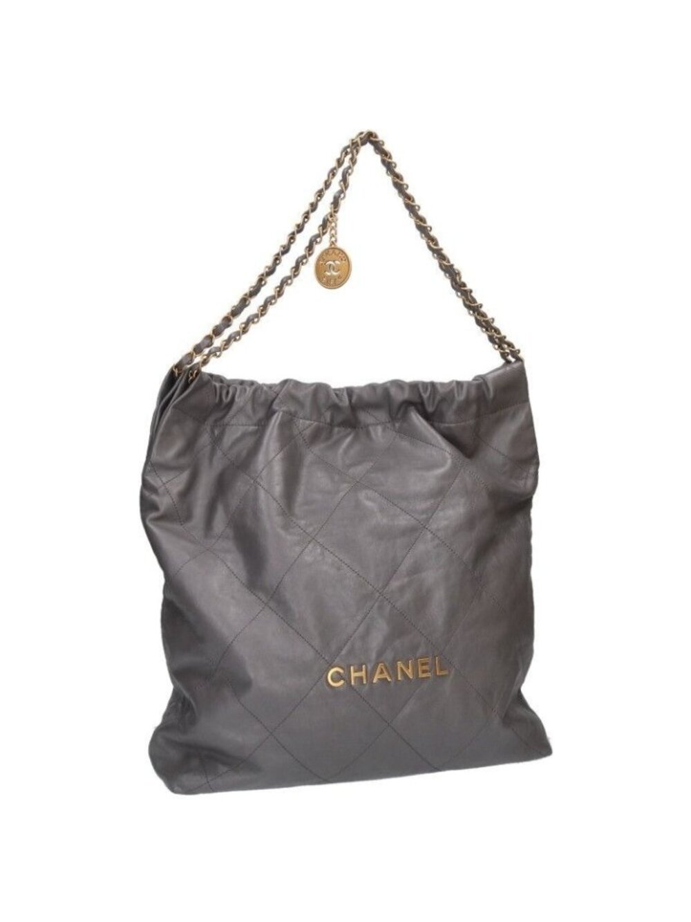 Chanel 22 Large Shiny Calf Chain Shoulder Bag